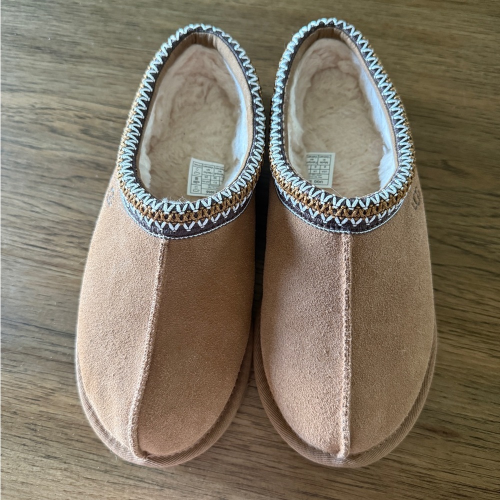 UGG Tasman Tan Suede Slippers with Plush Lining